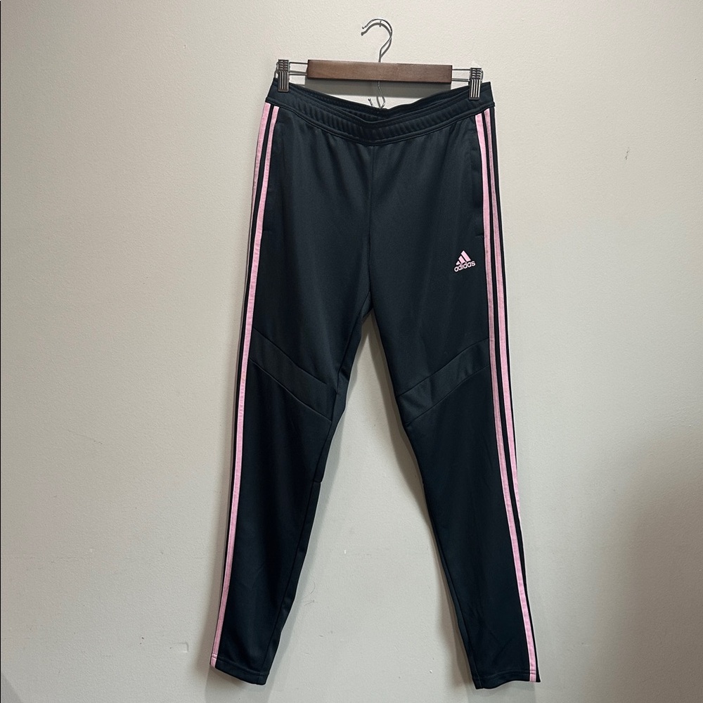 Adidas Black and Pink Sweatpants with Elastic Waistband